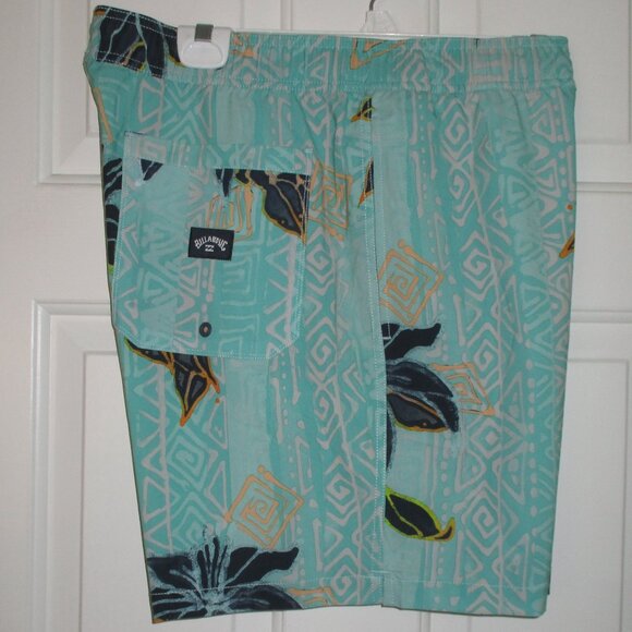 Billabong Mens Green Lined Drawstring Swim Trunks NWOT - Size 36W-40W or XL - Picture 1 of 4